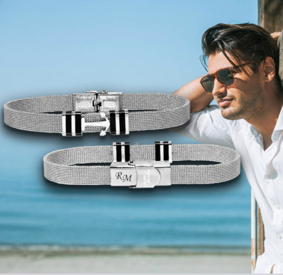 Bracciale Uomo Donna Corda Nautica Con Ancora, Chiusura Magnetica, Regalo Originale, 19-24 Cm