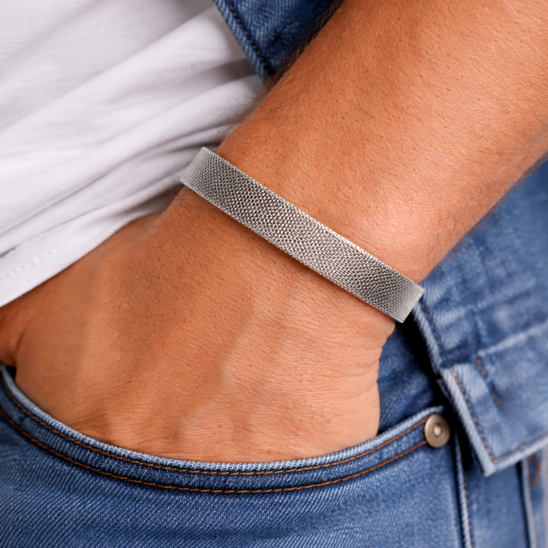 Bracciale Maglia Milanese con Incisione Personalizzata Particolare