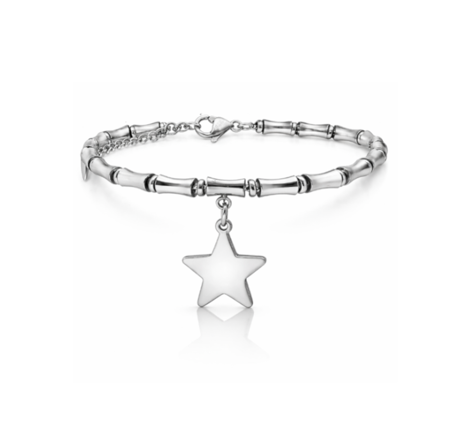 Bracciale con Pendente Stella Incisione Personalizzata Argentato