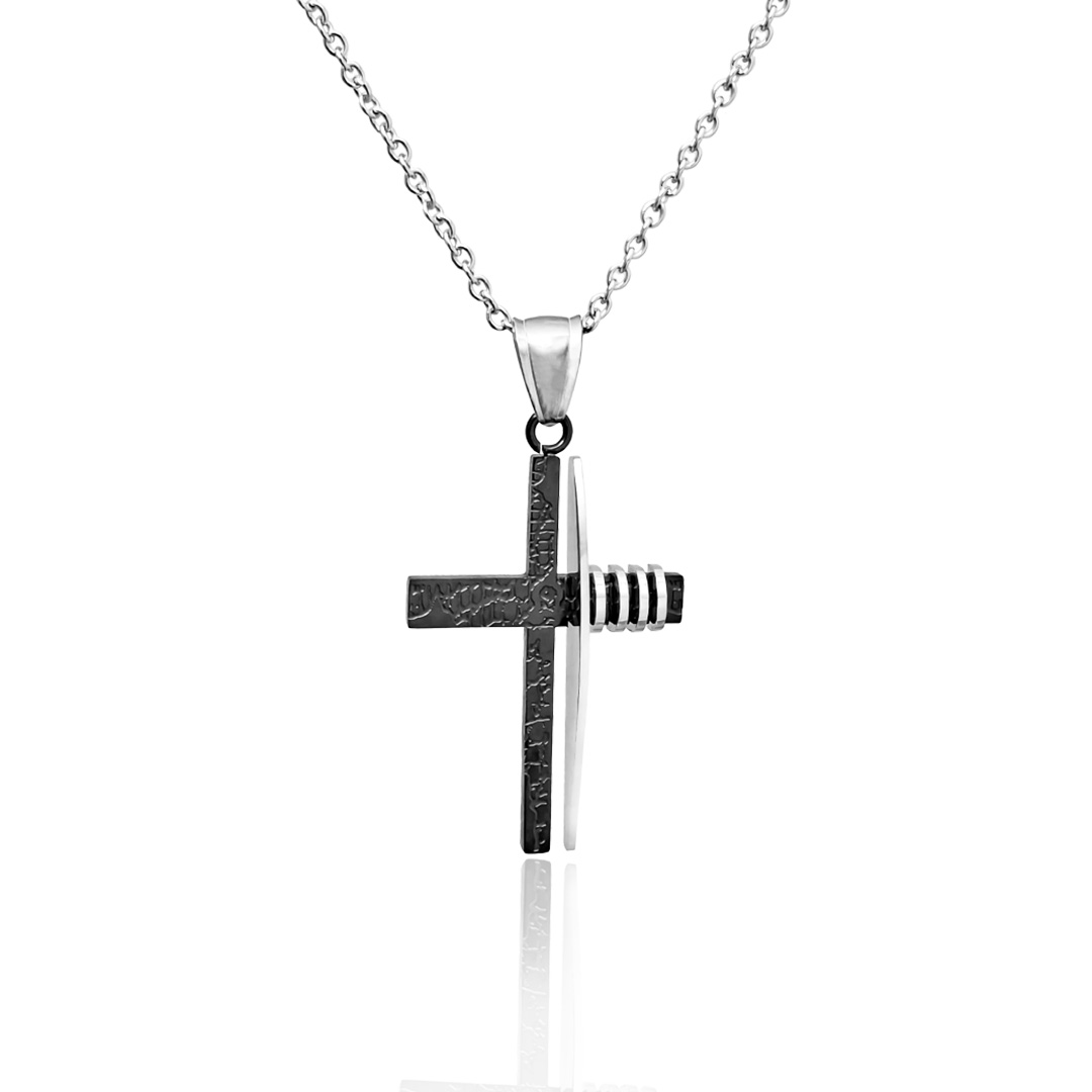 Collana Uomo con Croce Satinata Personalizzata