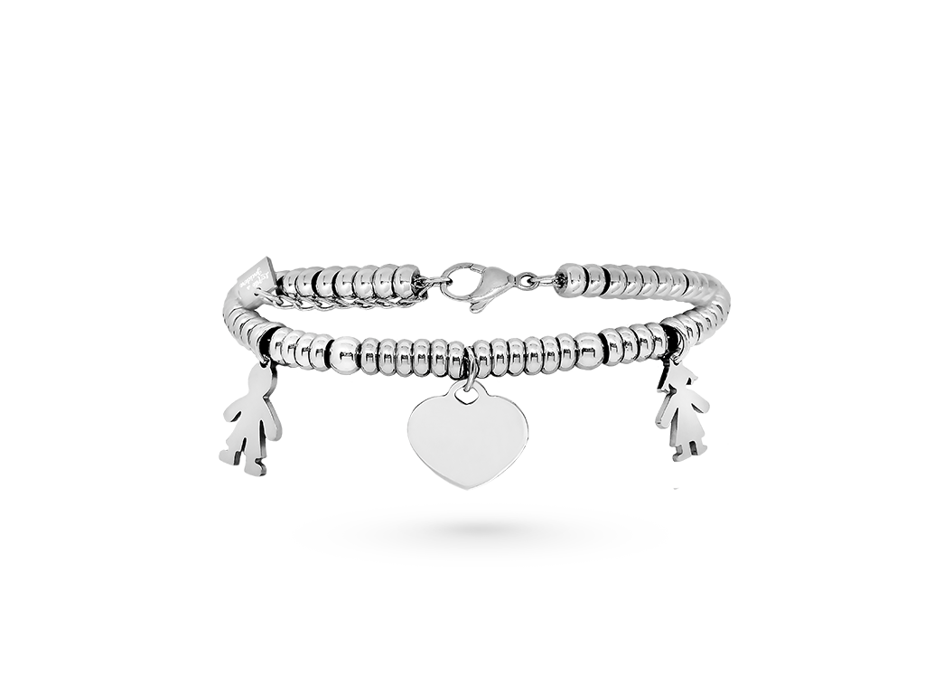 Bracciale con cuore per la mamma incisione personalizzata con bimbi argentati Bracciale con cuore per la mamma incisione personalizzata con bimbi argentati