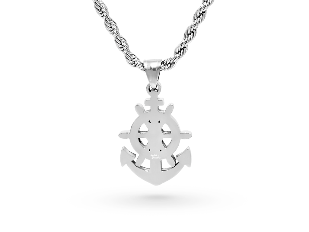 Collana con Ancora con dettagli neri incisione personalizzata retro Collana con Ancora con dettagli neri incisione personalizzata 1 retro