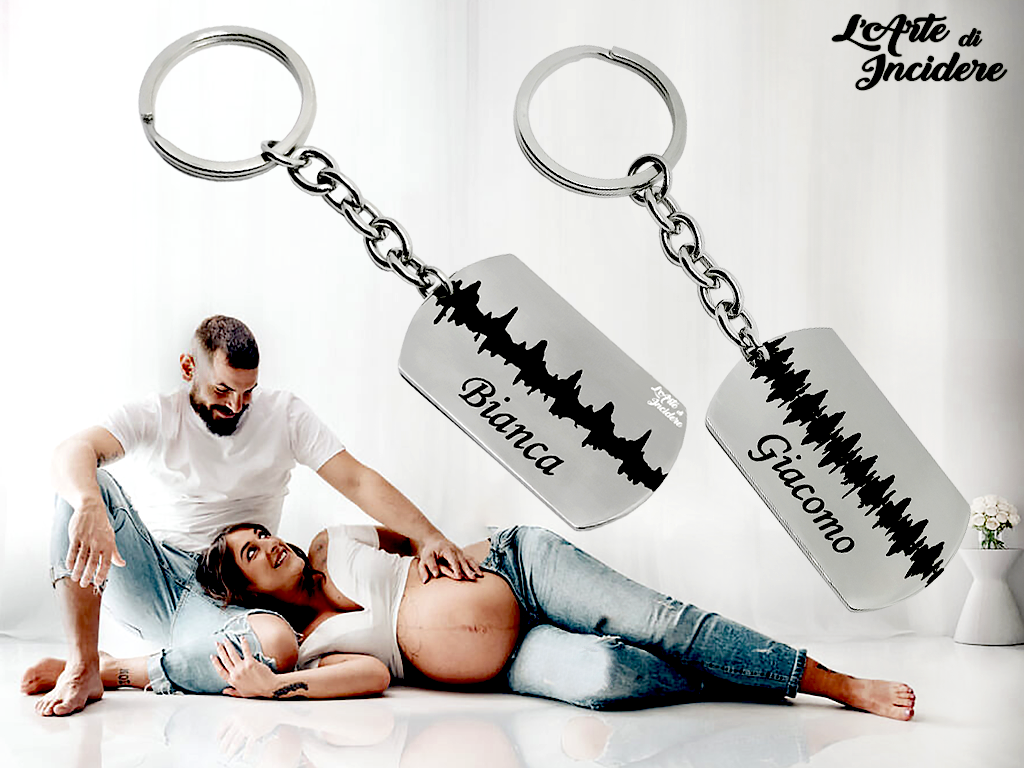 Portachiavi piastrina uomo e donna con battito fetale per uomo donna Portachiavi piastrina uomo e donna con battito fetale per uomo donna