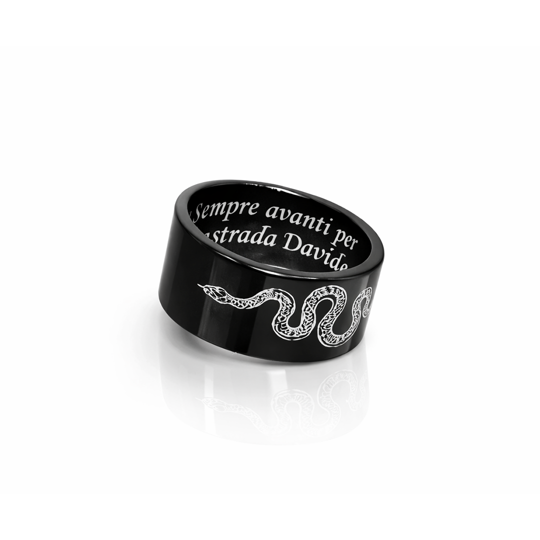 Anello Uomo Fascia Piatto 10 Nero Lucido Personalizzato