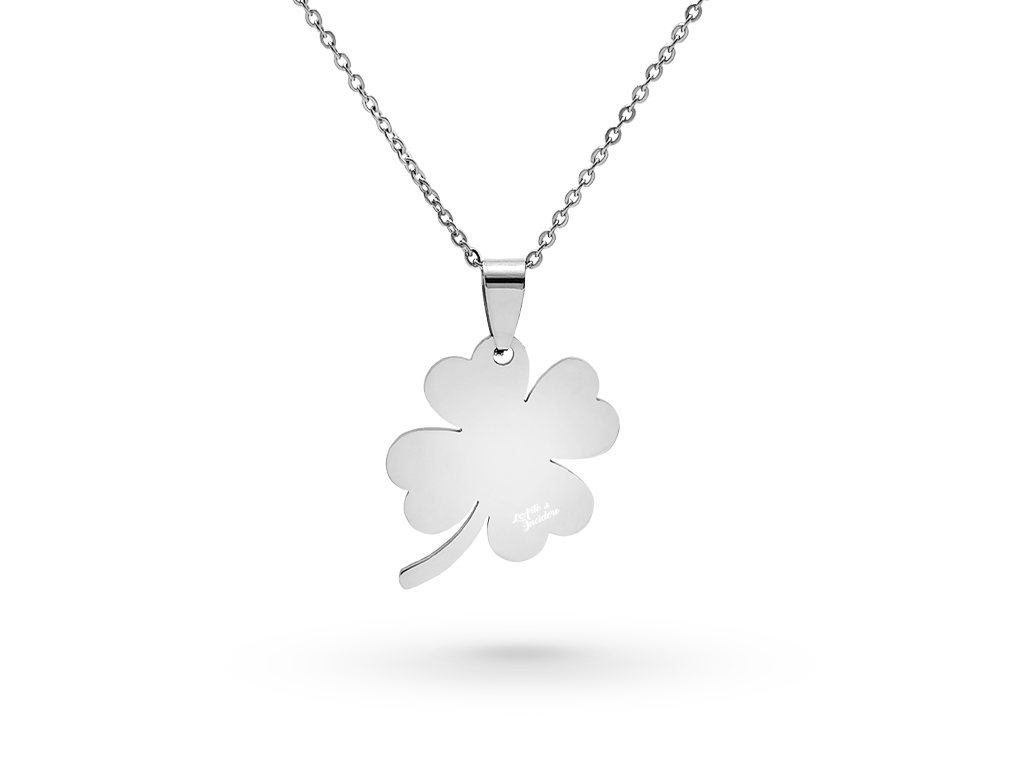 Collana con quadrifoglio donna incisione personalizzata 1 per lato retro