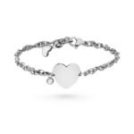 Bracciale Fine con Cuore e Strass 1 Incisione Personalizzata per Lato