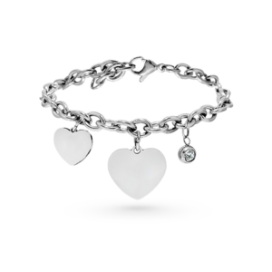 Bracciale con cuore e punto luce con 1 incisione personalizza per lato