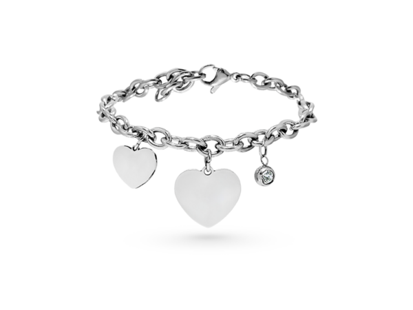 Bracciale con cuore e punto luce con 1 incisione personalizza per lato