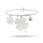 Bracciale con quadrifoglio incisione personalizzata con doppio quadrifoglio e 1 strass