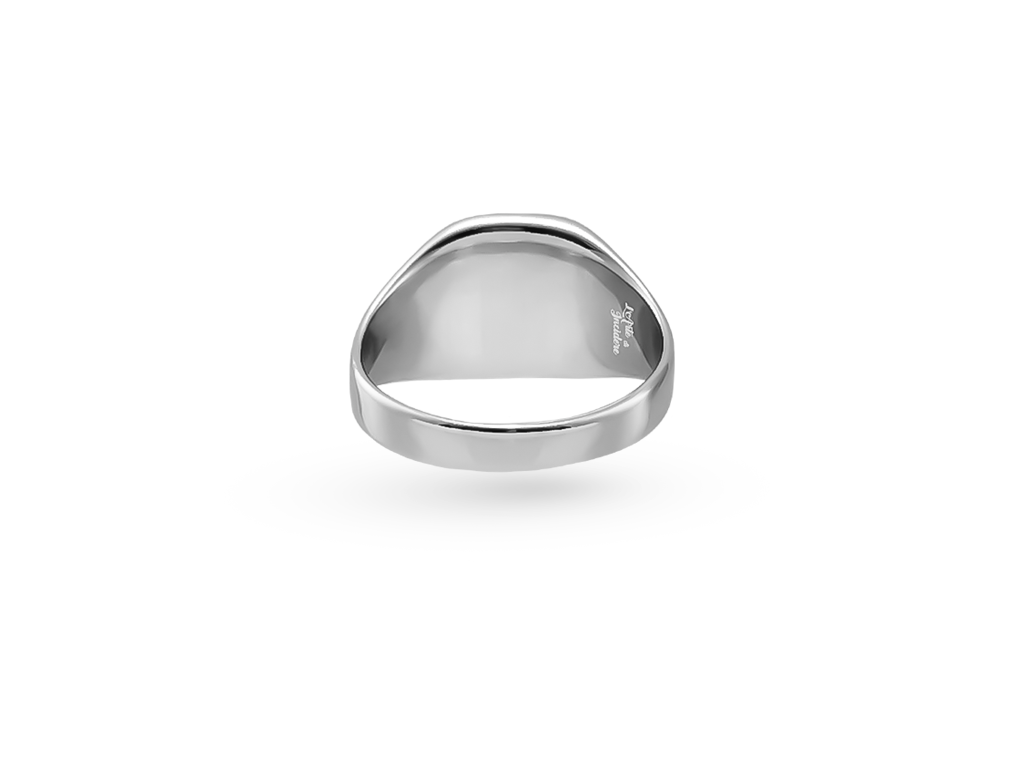 Anello Chevalier argentato lucido rettangolare retro con incisione personalizzata 1 per lato