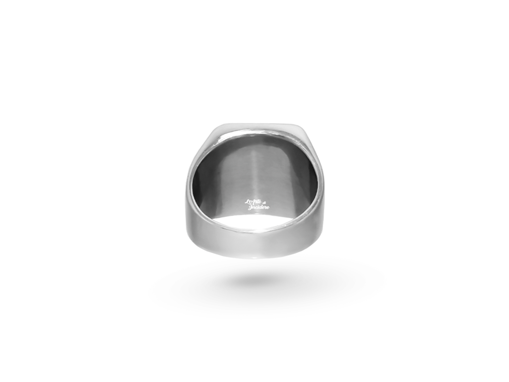 Anello chevalier con pietra nera rettangolare retro Incisione personalizzata retro Anello chevalier con pietra nera rettangolare retro Incisione personalizzata retro