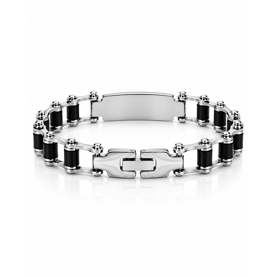 Bracciale Uomo Catena Moto con Piastrina Personalizzata Retro