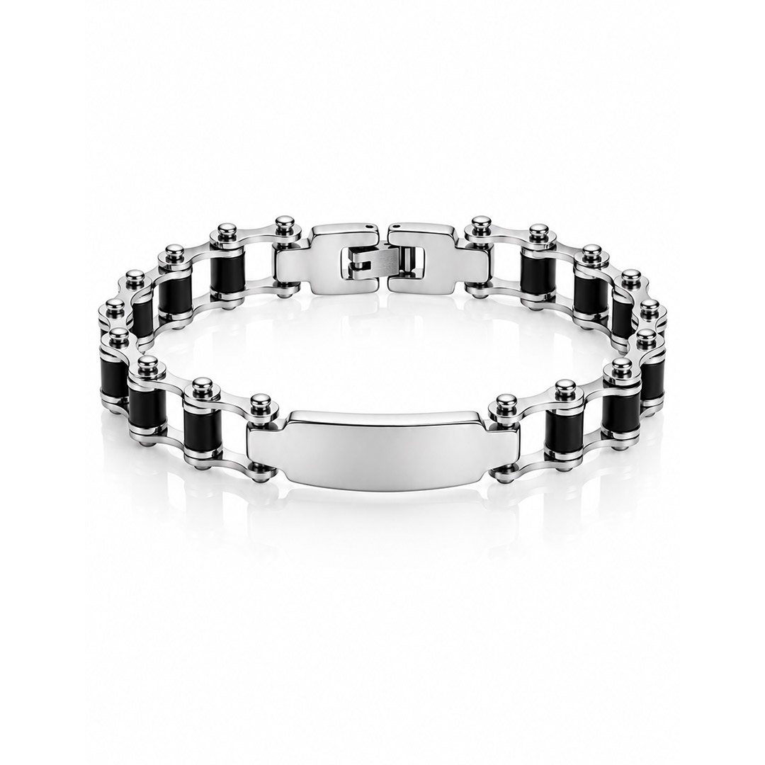 Bracciale Uomo Catena Moto con Piastrina Personalizzata