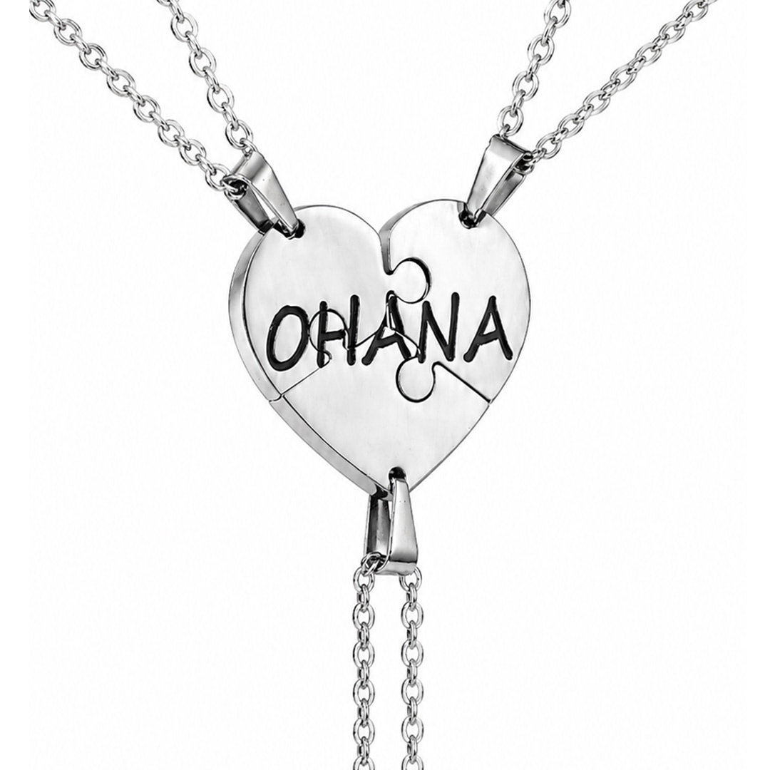 Collana Famiglia Puzzle a Cuore Personalizzata Retro
