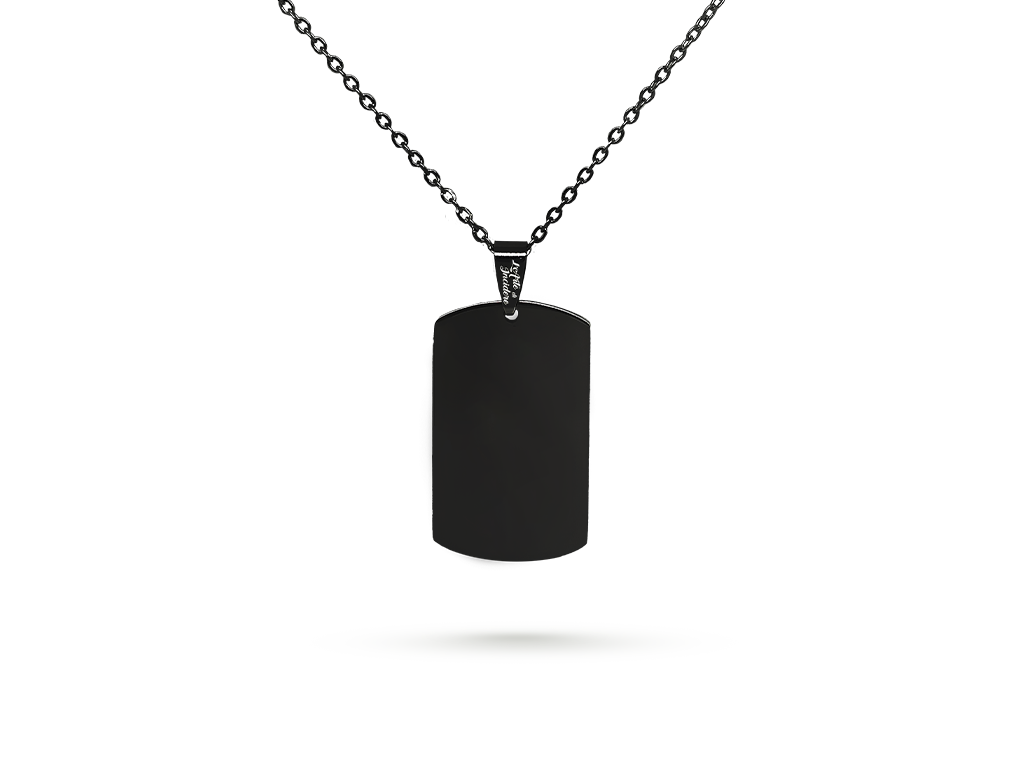 Collana piastrina uomo media nera con incisione personalizzata 1 per lato Collana piastrina uomo media nera con incisione personalizzata 1 per lato