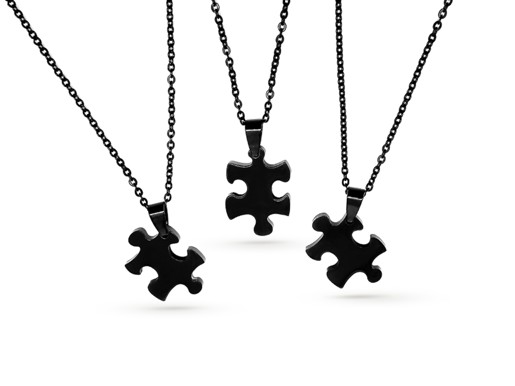 Collane Puzzle 3 pezzi nere incisione personalizzata