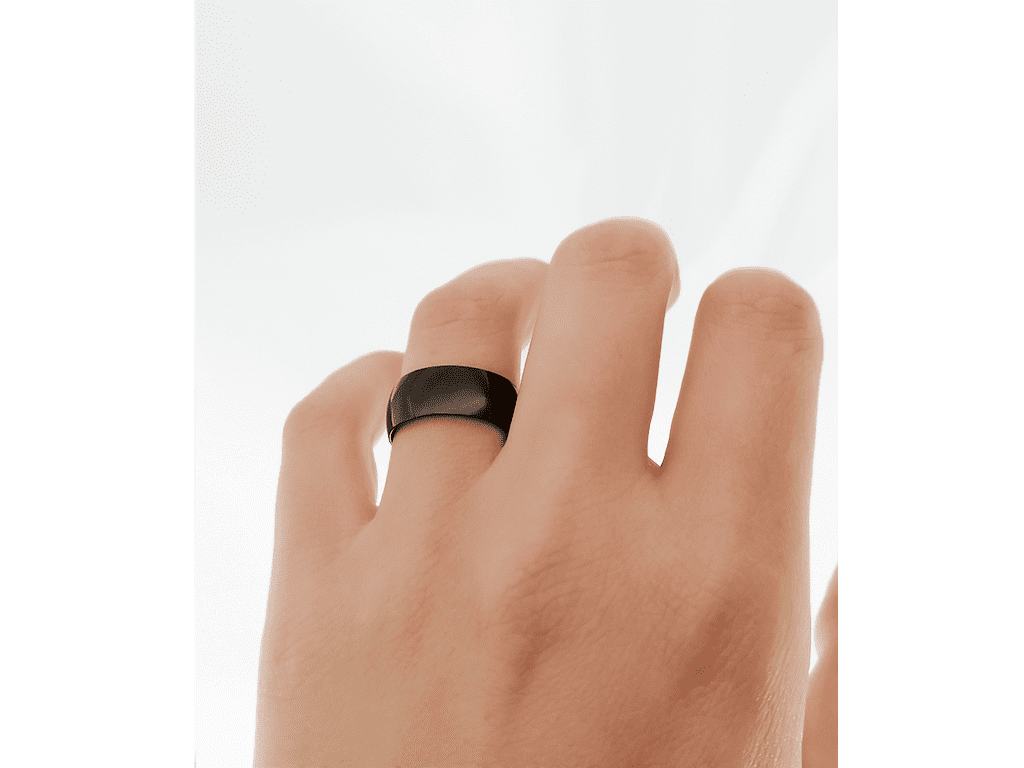 Anello fascia bombato nero 8 mm