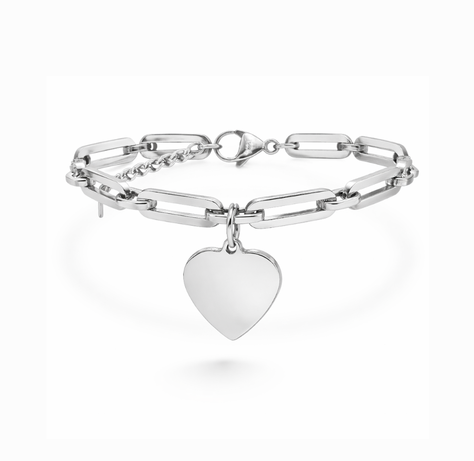 Bracciale Ciondolo Cuore Donna Incisione Personalizzata