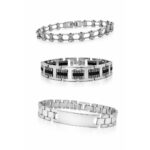 Bracciali Uomo Acciaio Set da 3 con Incisione Personalizzata
