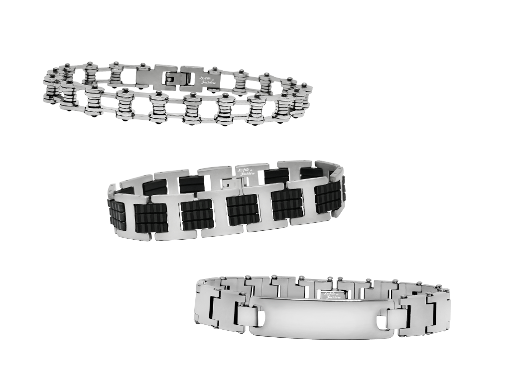 Bracciali uomo acciaio set da 3 pezzi incisione personalizzata