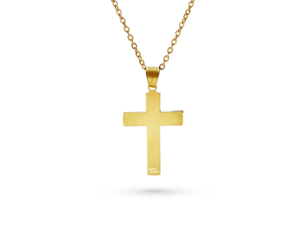 Croce Collana uomo con fasce Incisione Personalizzata 1 retro Croce Collana uomo con fasce Incisione Personalizzata 1 retro