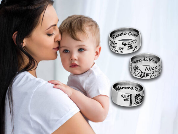 Anello Nascita Mamma con Incisione Personalizzata con Dedica