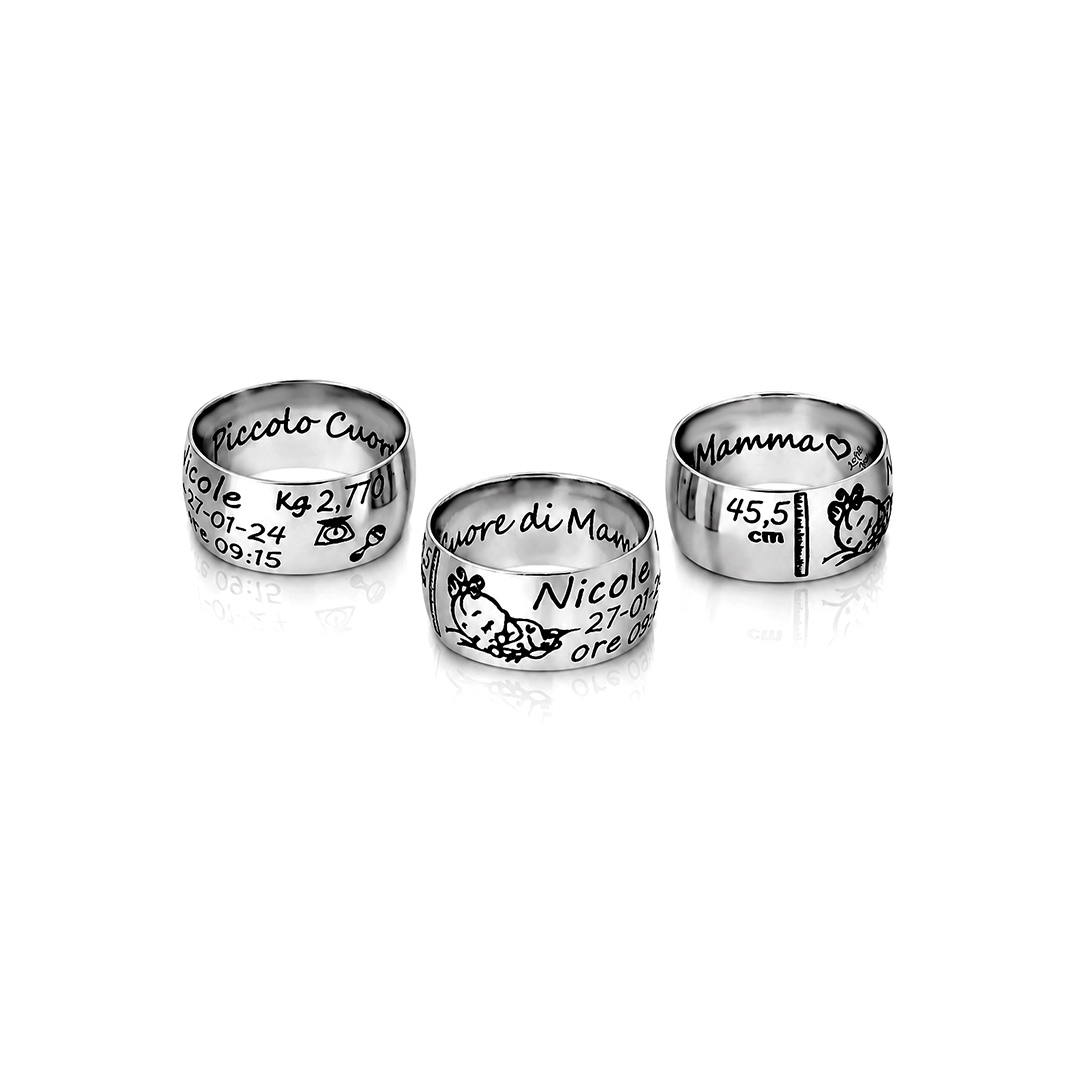 Anello Nascita Mamma con Incisione Personalizzata