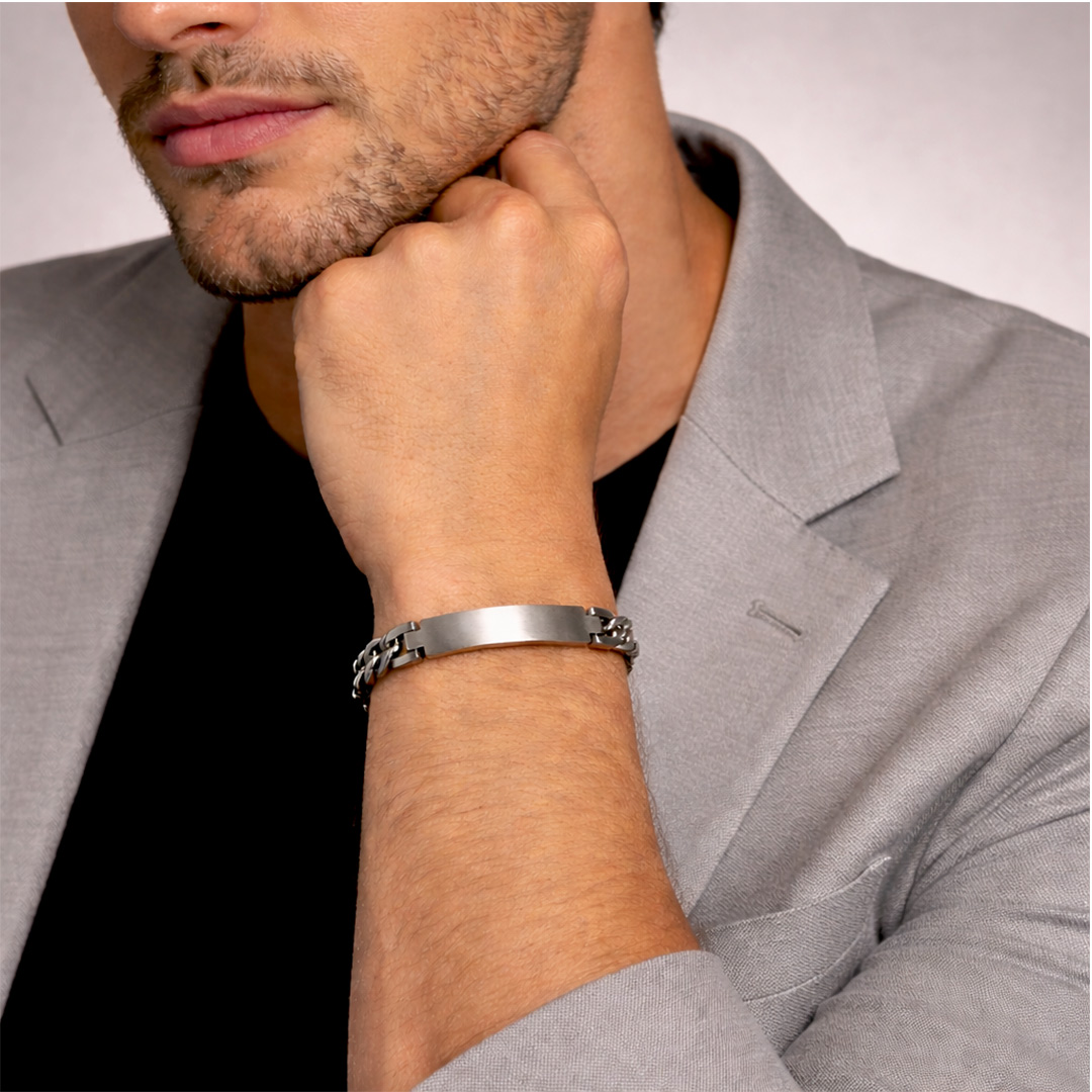 Bracciale Grumetta Uomo Argentato Personalizzato Indossato