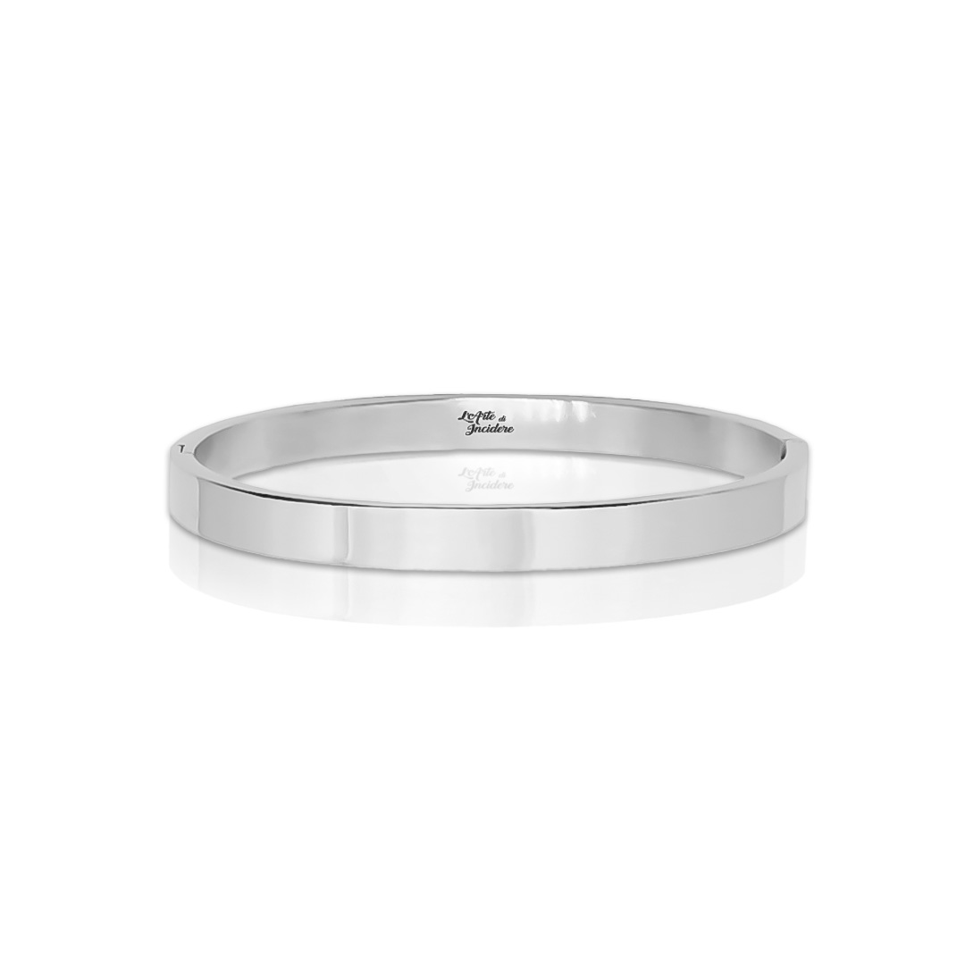 Bracciale Rigido Chiuso Argentato con Incisione Personalizzata