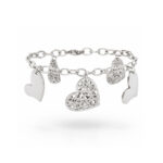 Bracciale con Cuori Pendenti Donna Incisione Personalizzata