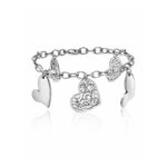 Bracciale con Cuori Pendenti Donna con Incisione Personalizzata