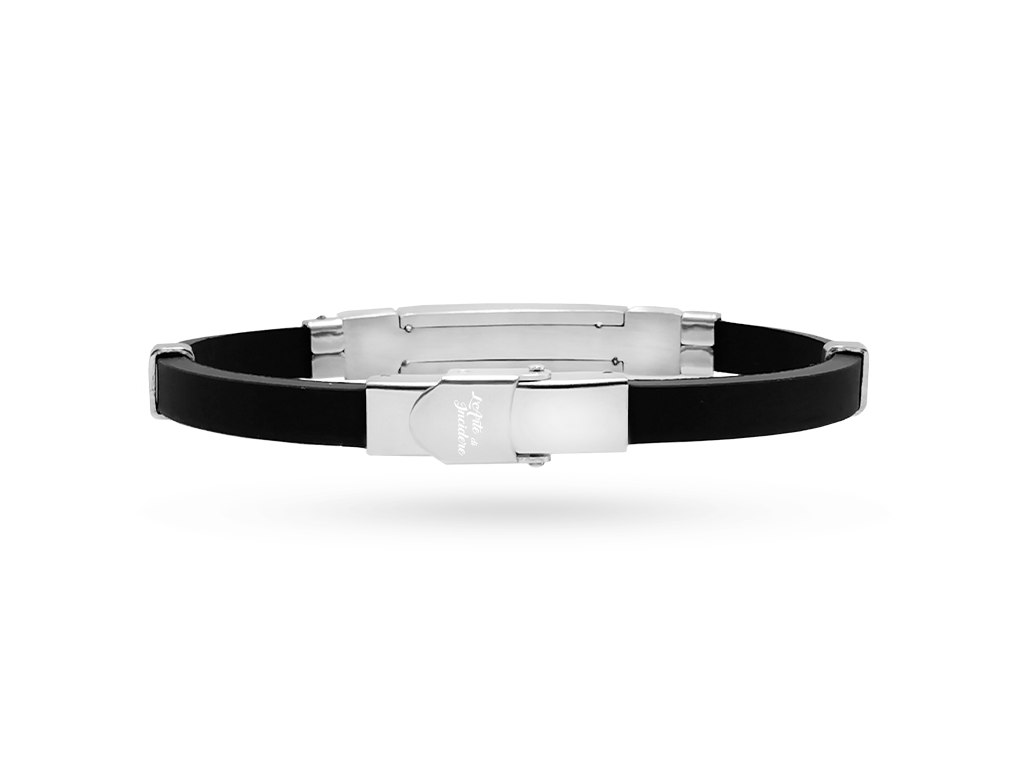 Bracciale da uomo caucciù acciaio con incisione personalizzata 1 per lato retro