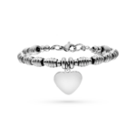 Bracciale donna con ciondolo cuore incisione personalizzata 1 per lato