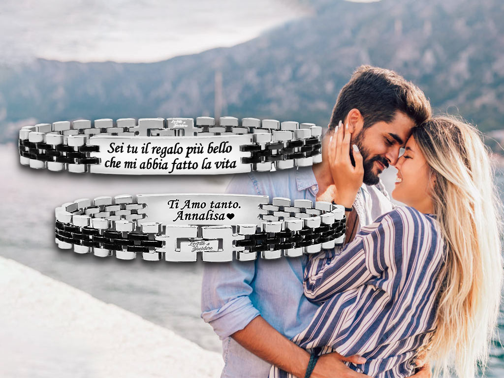 Bracciale per Lui con Incisione Personalizzata con Dedica