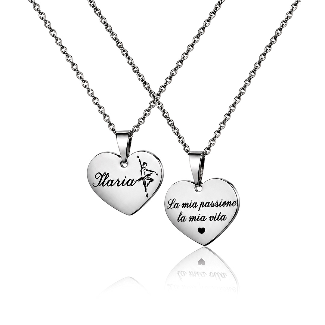 Collana Cuore Donna Ballerina Incisione Personalizzata