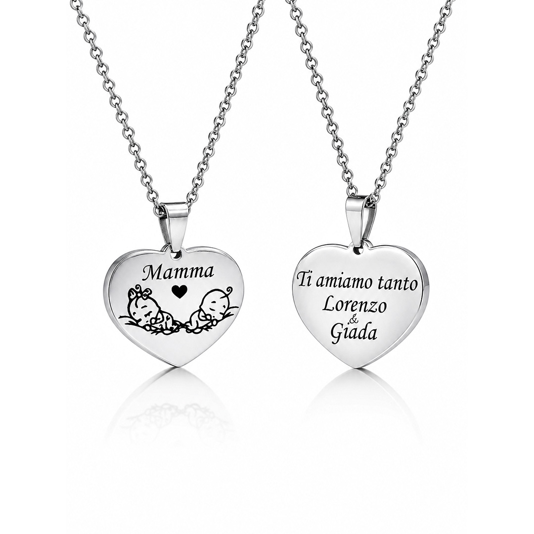 Collana Cuore di Mamma con Nomi Personalizzati