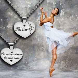 Collana cuore donna ballerina incisione personalizzata con 1 nome