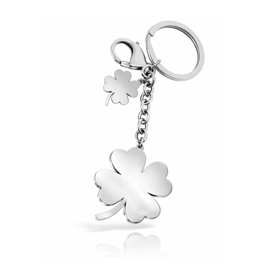 Portachiavi Quadrifoglio Doppio Portafortuna Personalizzato