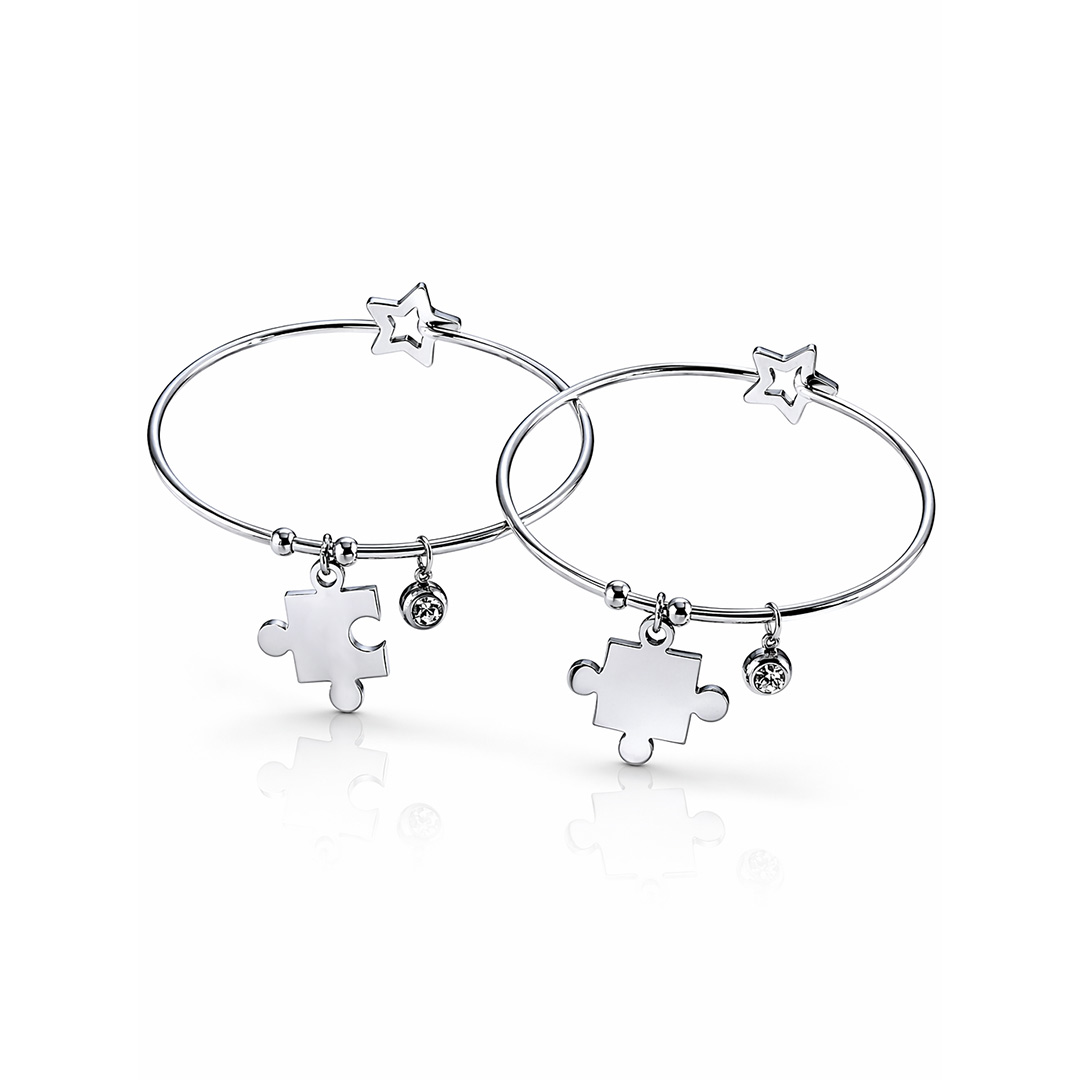 Bracciali Puzzle Due Rigidi Donna Incisione Personalizzata