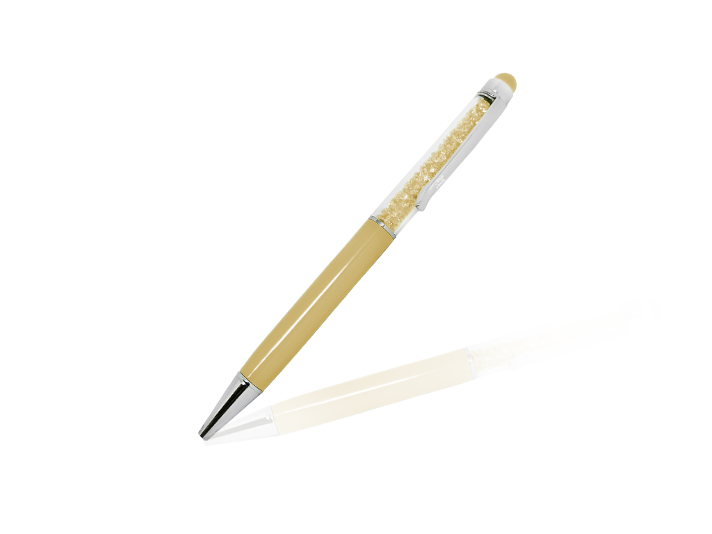 Penna con Strass dorata a sfera Incisione personalizzata e 1 gomma touch screen Penna con Strass dorata a sfera Incisione personalizzata e gomma touch screen