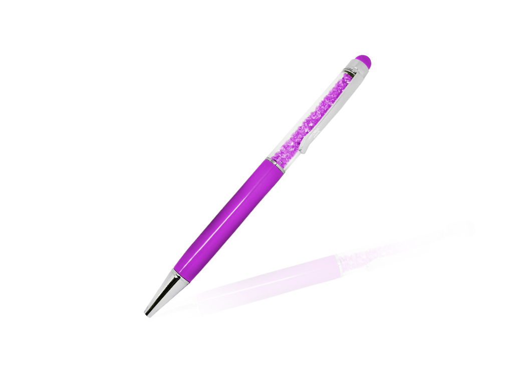 Penna con Strass viola a sfera Incisione personalizzata e 1 gomma touch screen Penna con Strass viola a sfera Incisione personalizzata e gomma touch screen