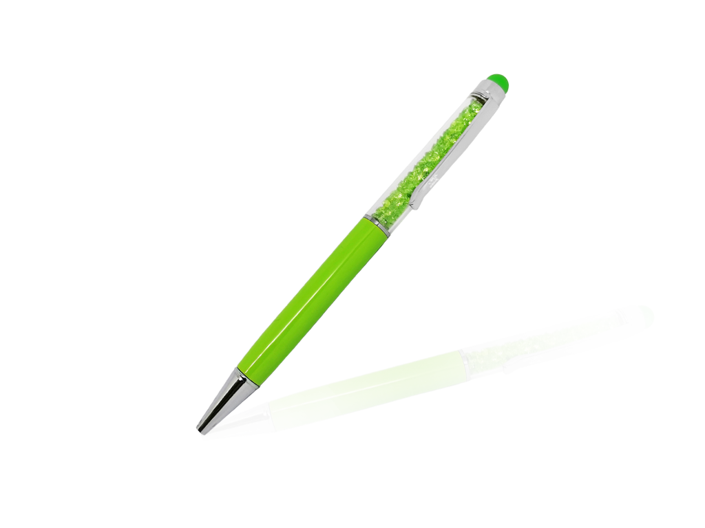 Penna con Strass verde pistacchio a sfera Incisione personalizzata e 1 gomma touch screen Penna con Strass verde pistacchio a sfera Incisione personalizzata e gomma touch screen