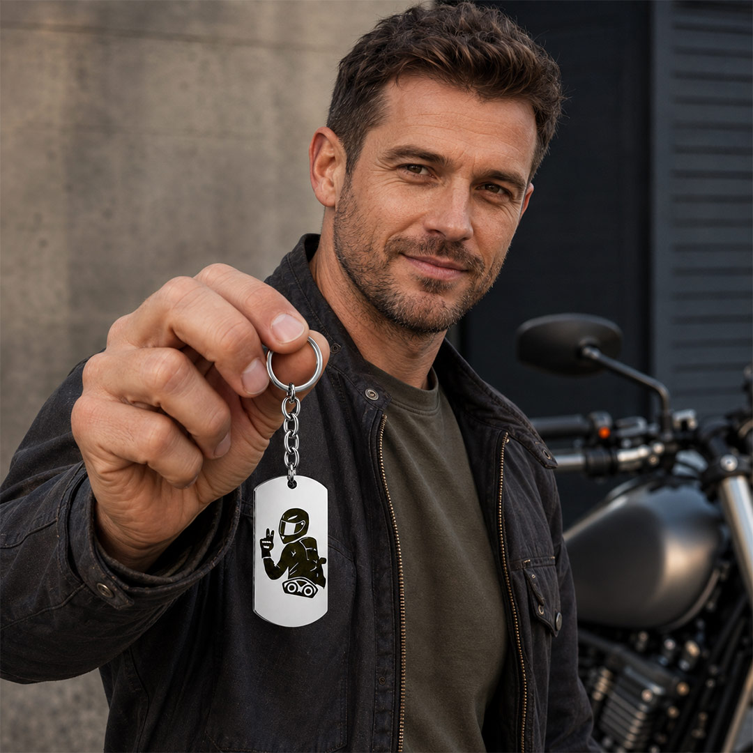 Portachiavi Motociclista Personalizzato Indossato