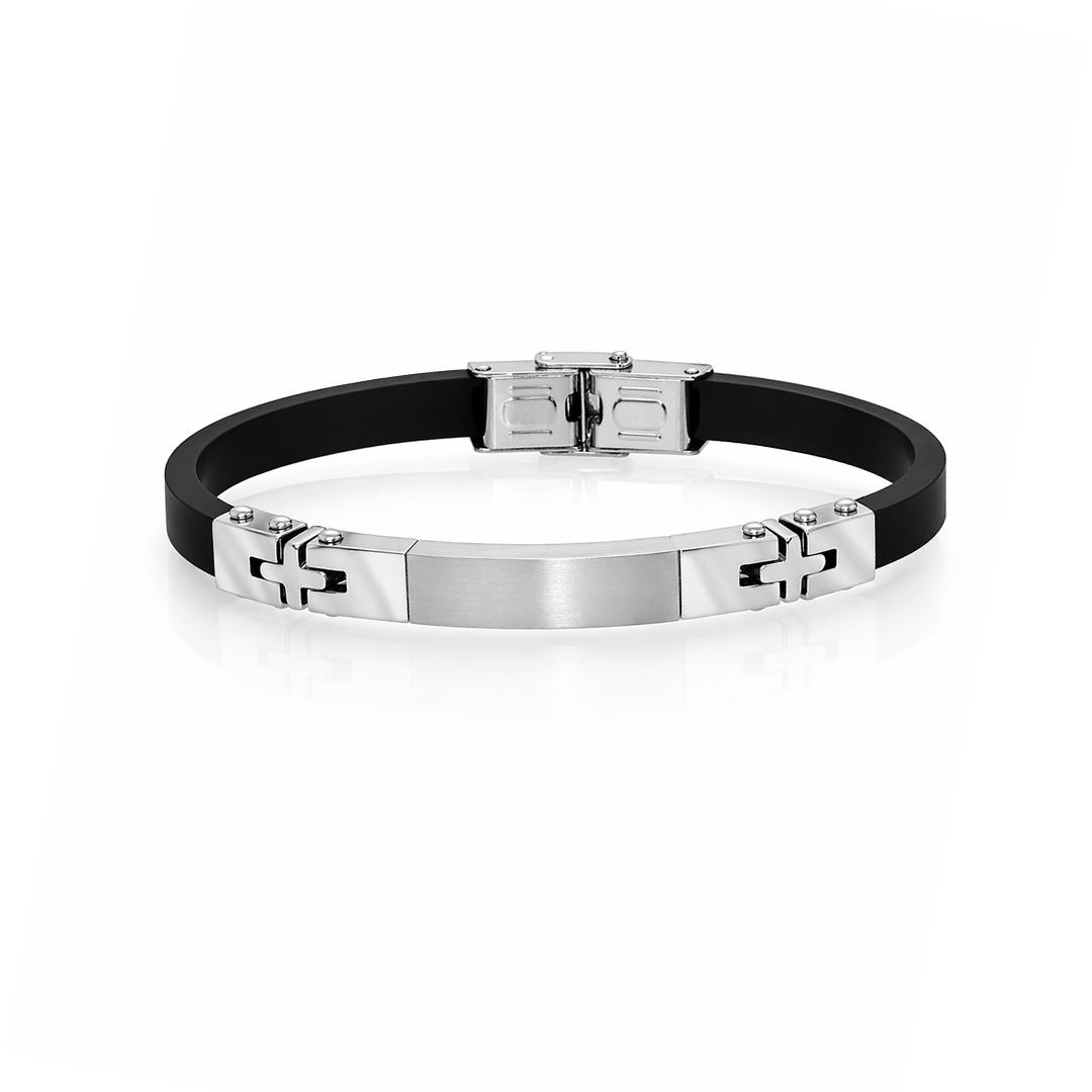 Bracciale Caucciù per Uomo con Placca in Acciaio Personalizzato