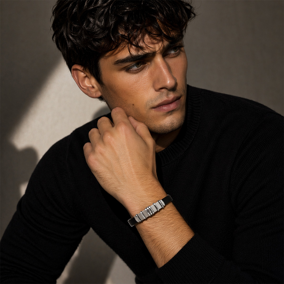 Braccialetto da Uomo Caucciù Personalizzato Indossato