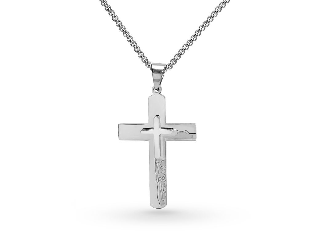 Collana Croce Grande da Uomo Personalizzata con Incisione fronte