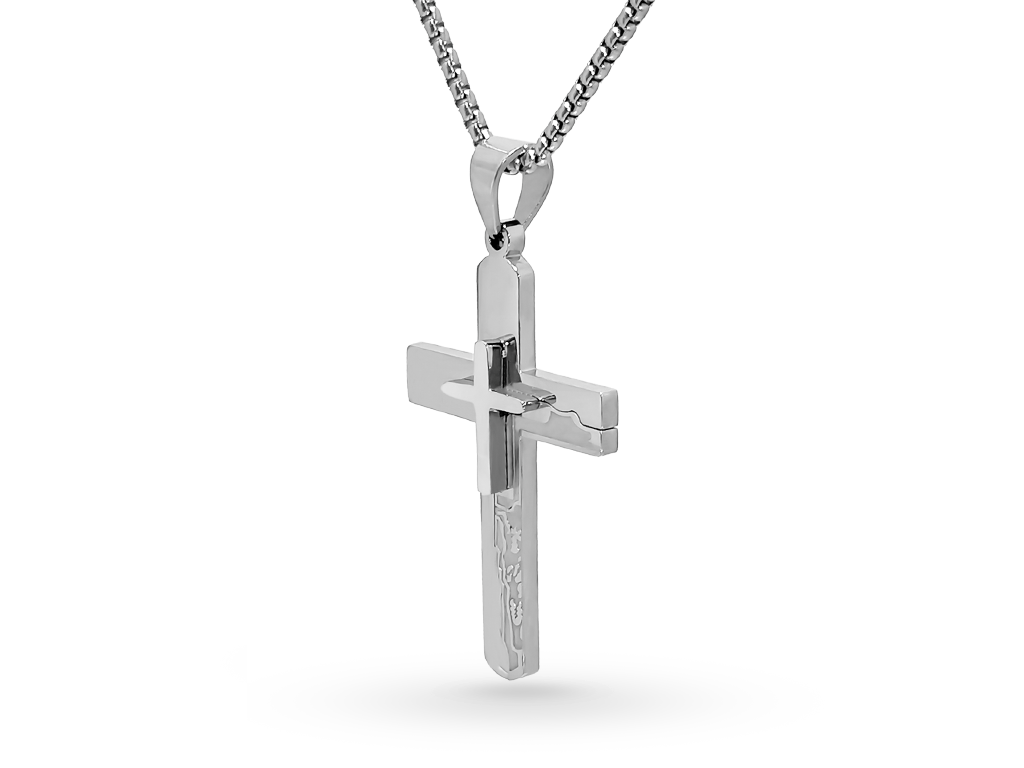 Collana Croce Grande da Uomo Personalizzata con Incisione laterale
