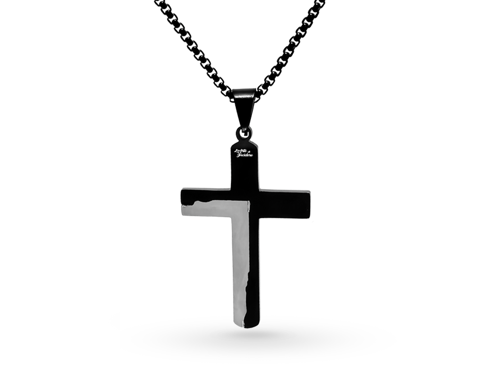 Collana Croce Grande da Uomo Personalizzata con Incisione retro (2)
