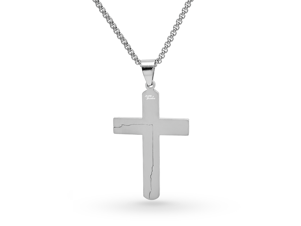Collana Croce Grande da Uomo Personalizzata con Incisione retro