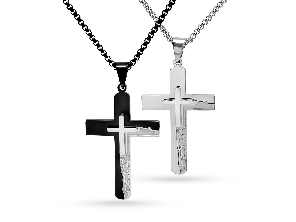 Collana Croce Grande da Uomo Personalizzata con Incisione